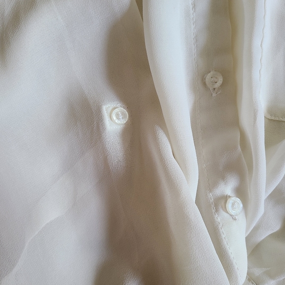 Chiffon White Button Up - Picture 2 of 3